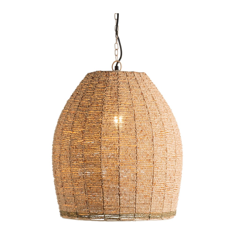 Suspension en perles en bois - naturel et doré - ø 47 cm — vue 3