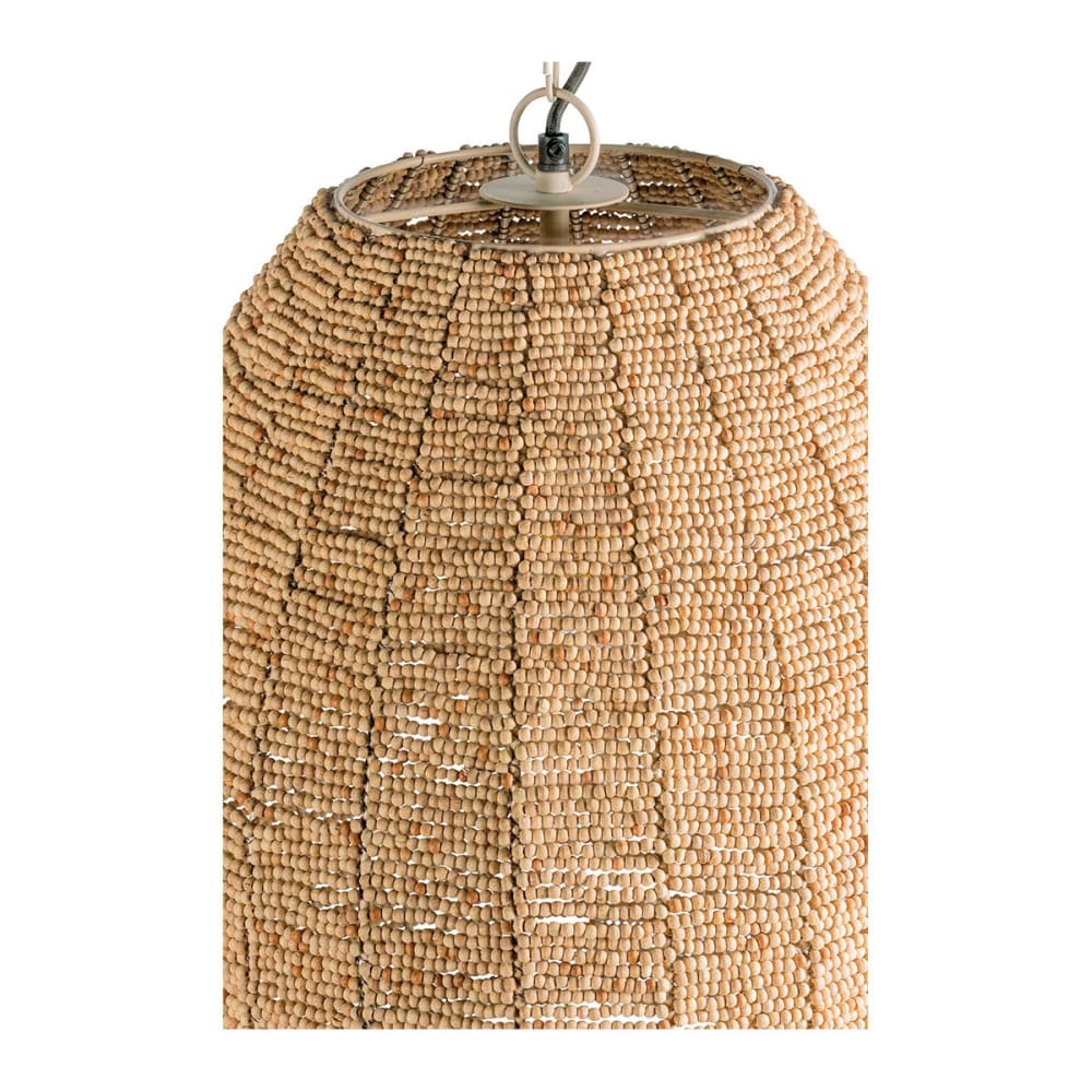 Suspension en perles en bois - naturel et doré - ø 47 cm — vue 4