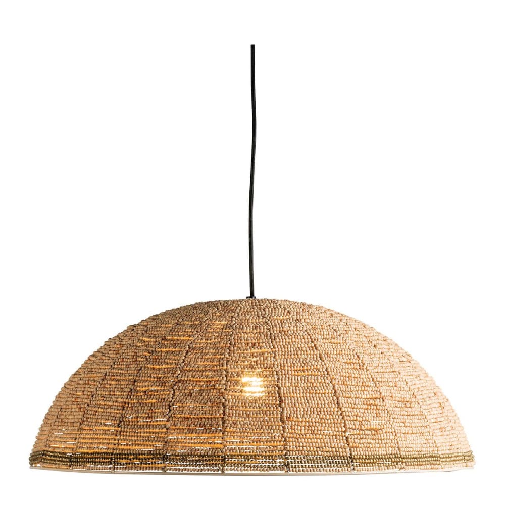 Suspension en perles en bois - naturel et doré - ø 65 cm — vue 4