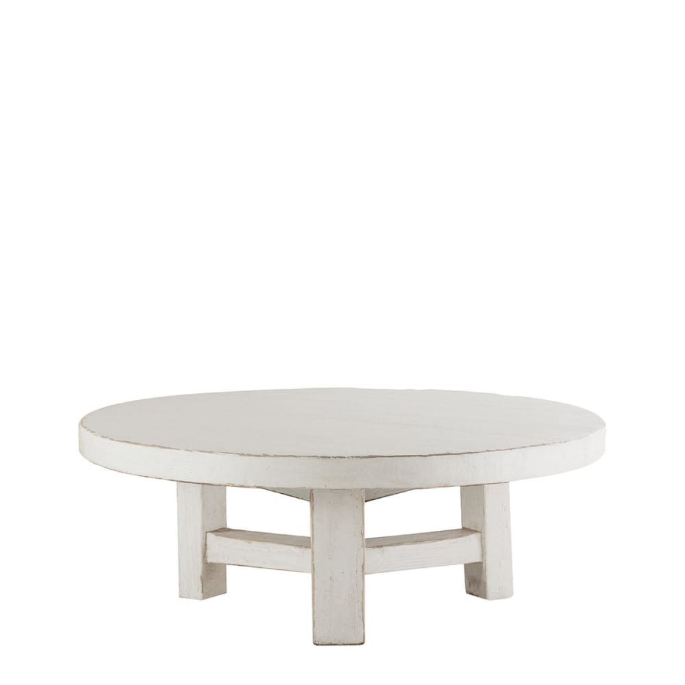Table basse en orme recyclé - diam. 80 cm - blanc Table basse en orme recyclé - diam. 80 cm - blanc