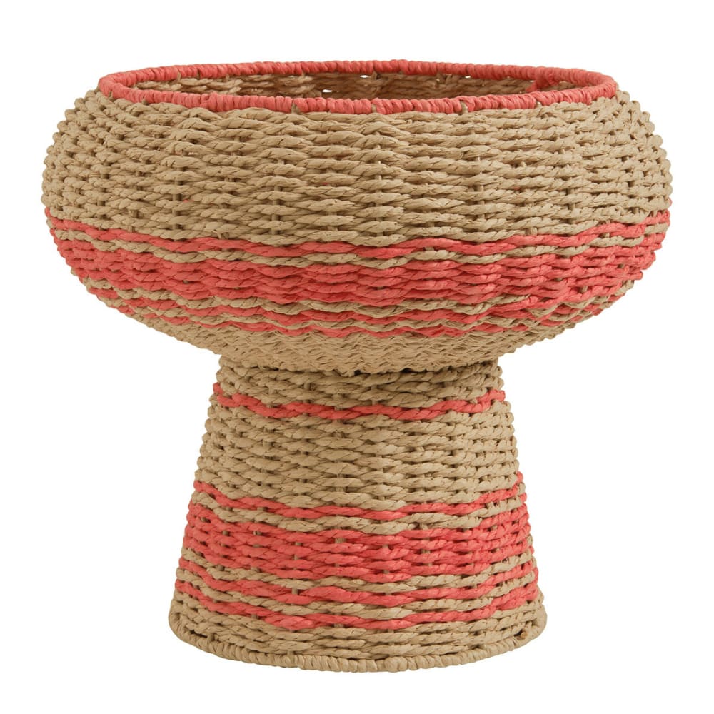 Coupe décorative en corde de papier - naturel et corail - diam. 33 cm Coupe décorative en corde de papier - naturel et corail - diam. 33 cm