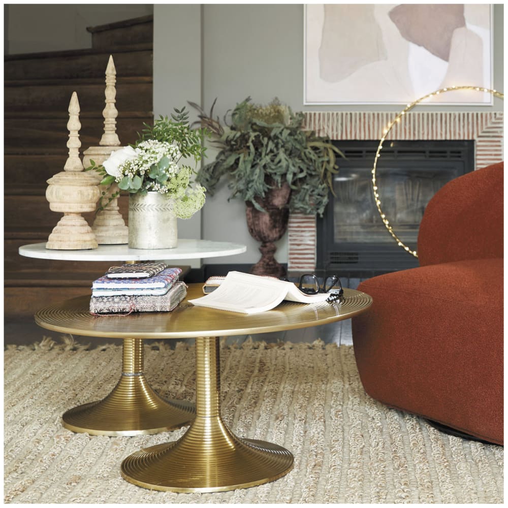 Table basse ronde en marbre - diam. 60 x 46 cm