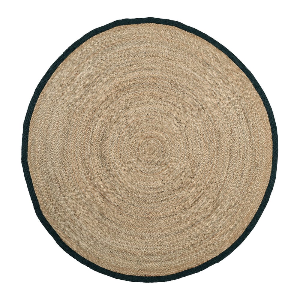Tapis rond en jute ourlé noir - diam. 200 cm