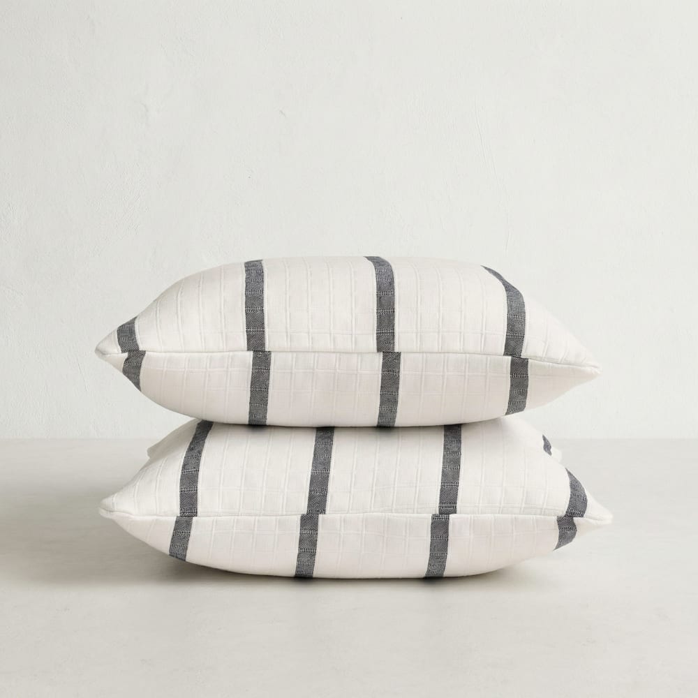 Lot de 2 housses de coussin en coton bleu 45x45 cm — vue 3