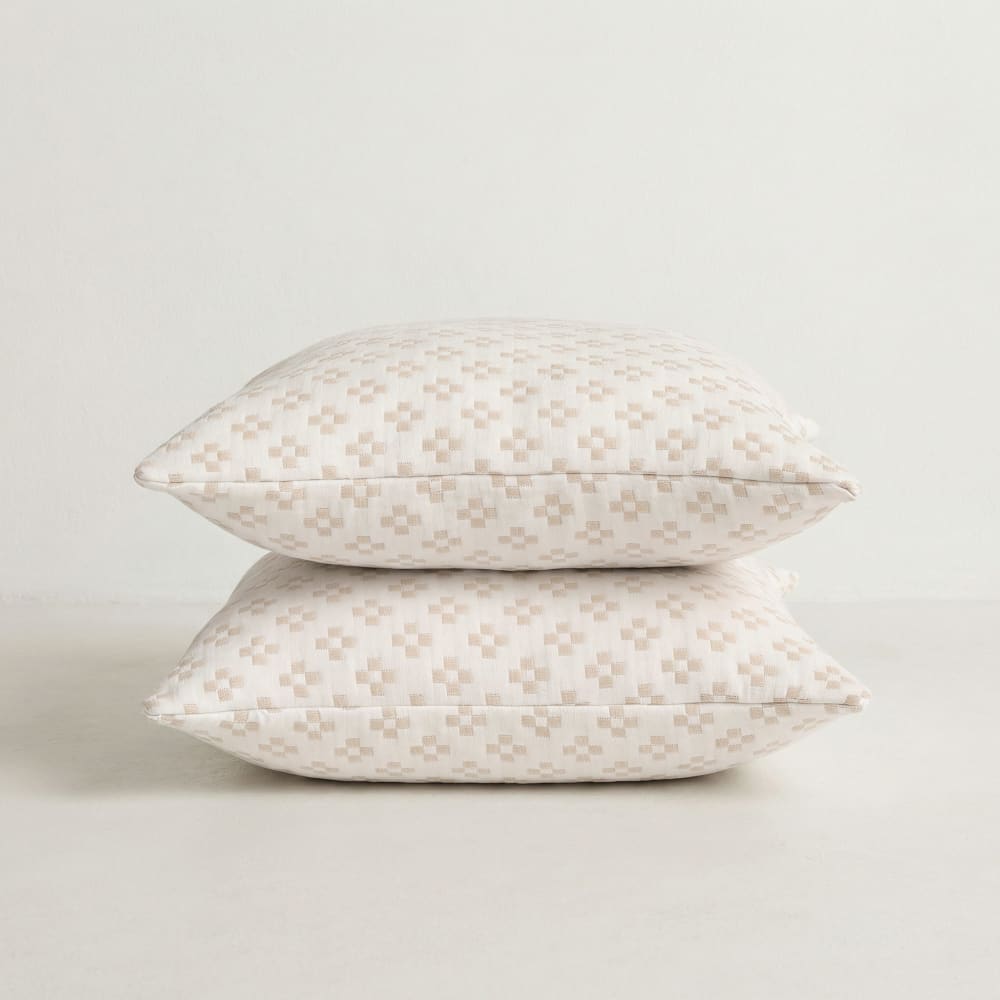 Lot de 2 housses de coussin en coton beige 45x45 cm — vue 3