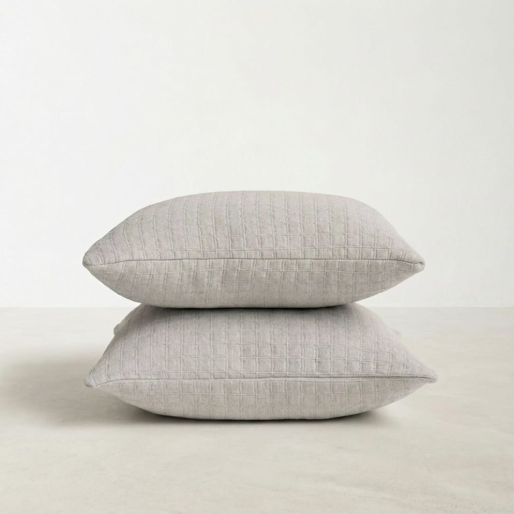 Lot de 2 housses de coussin en coton gris clair 45x45 cm — vue 3