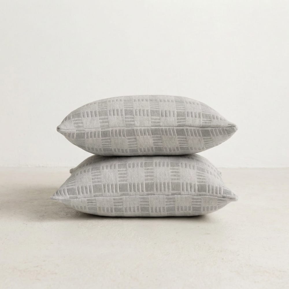 Lot de 2 housses de coussin en coton gris 45x45 cm — vue 3