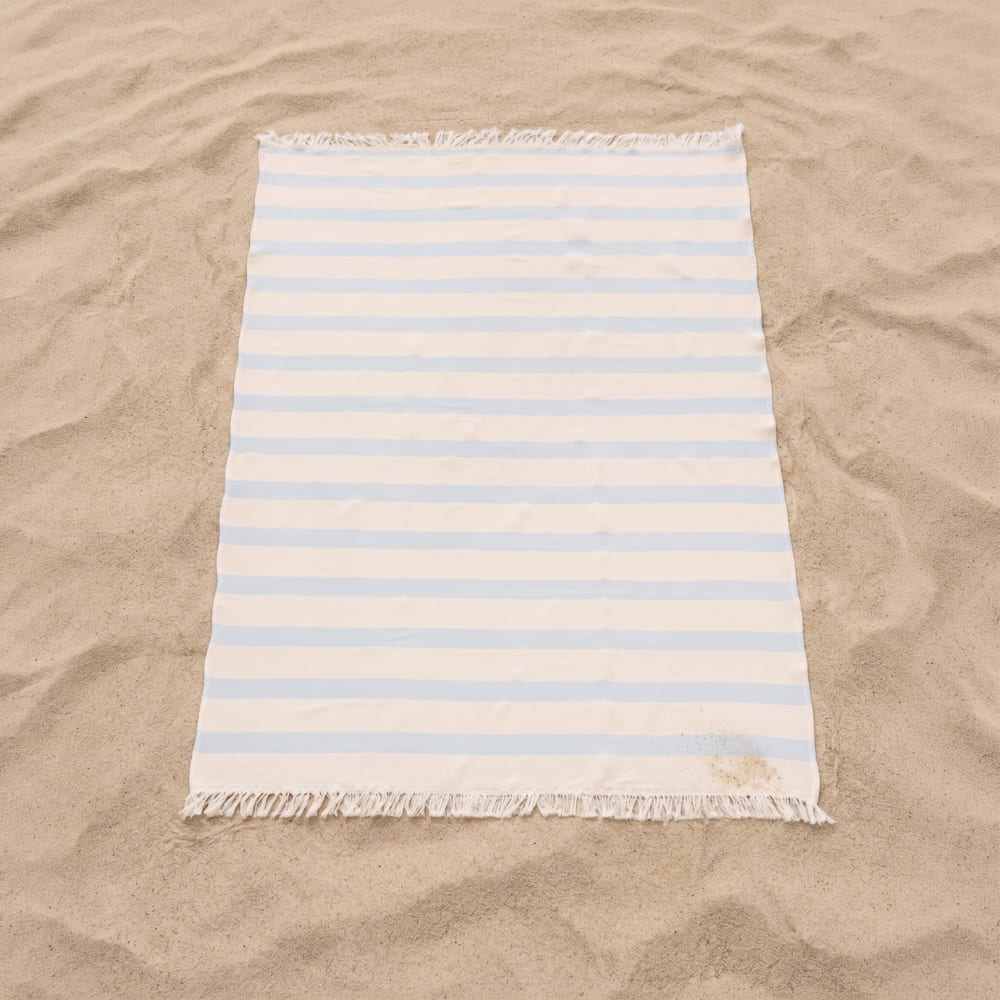 Gestreifter Strand-Pareo aus Baumwolle, Himmelblau 90x180 cm -