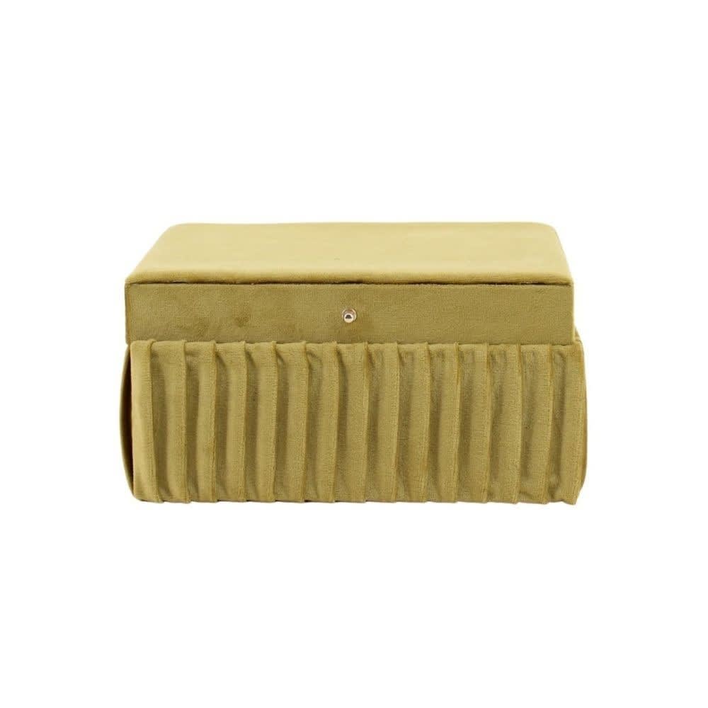 Boite à bijoux en velours plissé vert 23x15cm