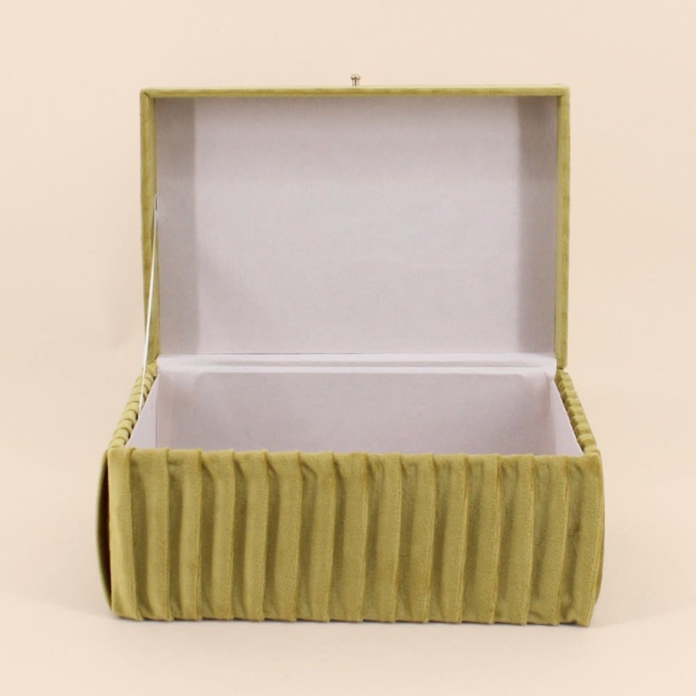 Boite à bijoux en velours plissé vert 23x15cm — vue 4