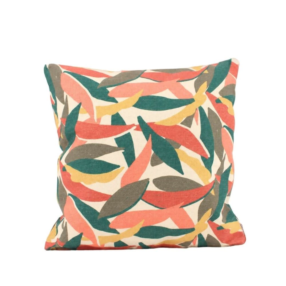Coussin en tissu effet lin anti-uv imprimé vert 40x40cm