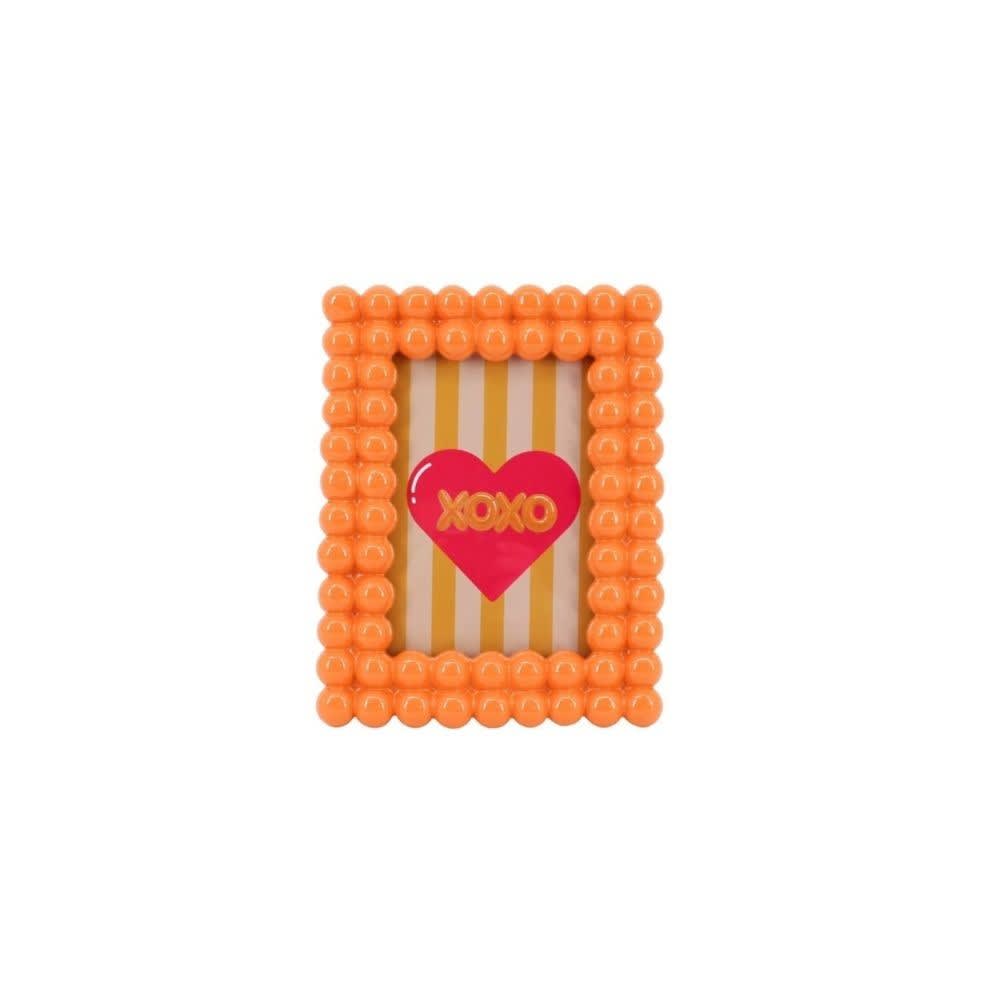 Cadre photo perles orange en résine 13x18cm