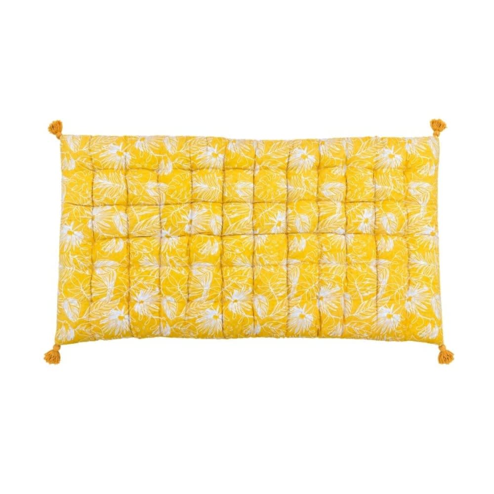 Matelas extérieur en tissu motif feuillage jaune 120x60cm Matelas extérieur en tissu motif feuillage jaune 120x60cm