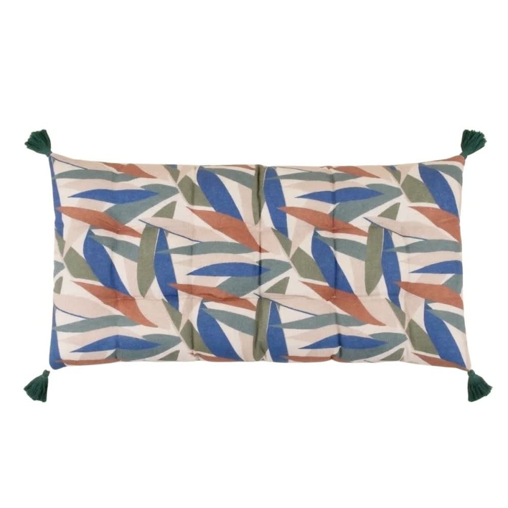 Matelas en tissu déperlant motifs feuillage bleu 60x120cm Matelas en tissu déperlant motifs feuillage bleu 60x120cm
