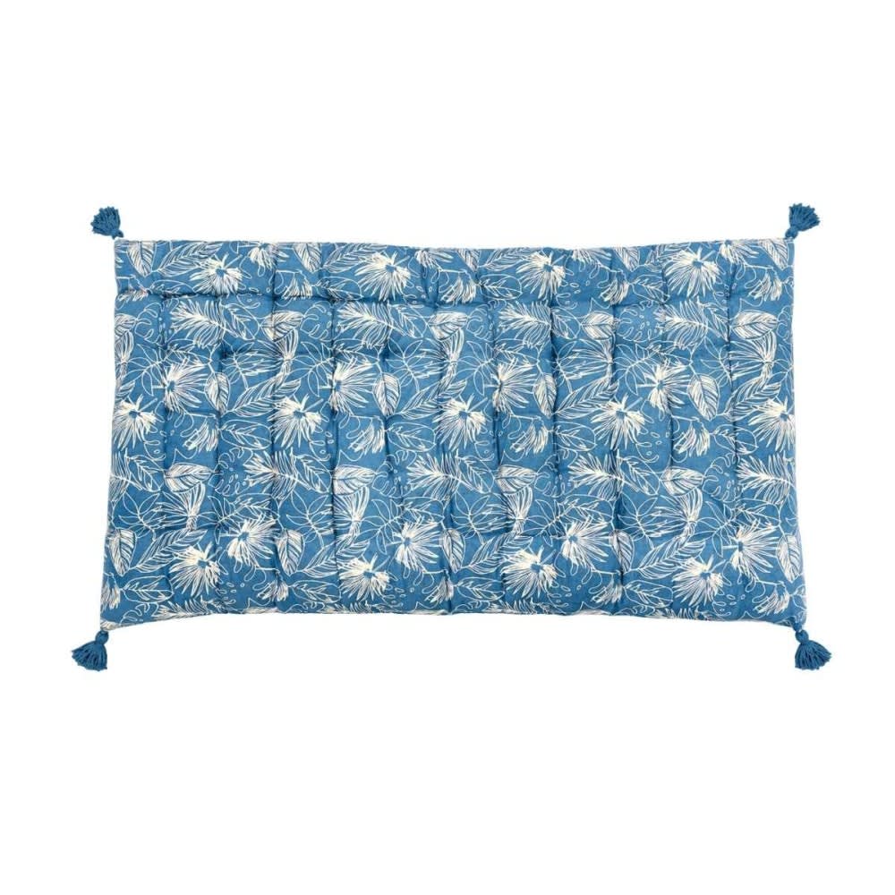 Matelas extérieur en tissu motif feuillage bleu 120x60cm Matelas extérieur en tissu motif feuillage bleu 120x60cm