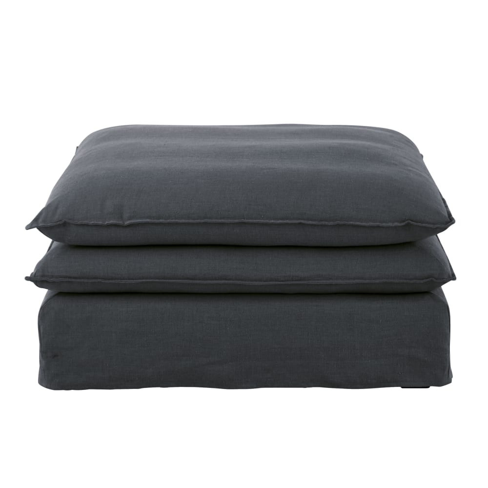 Pouf pour canapé modulable - lin anthracite