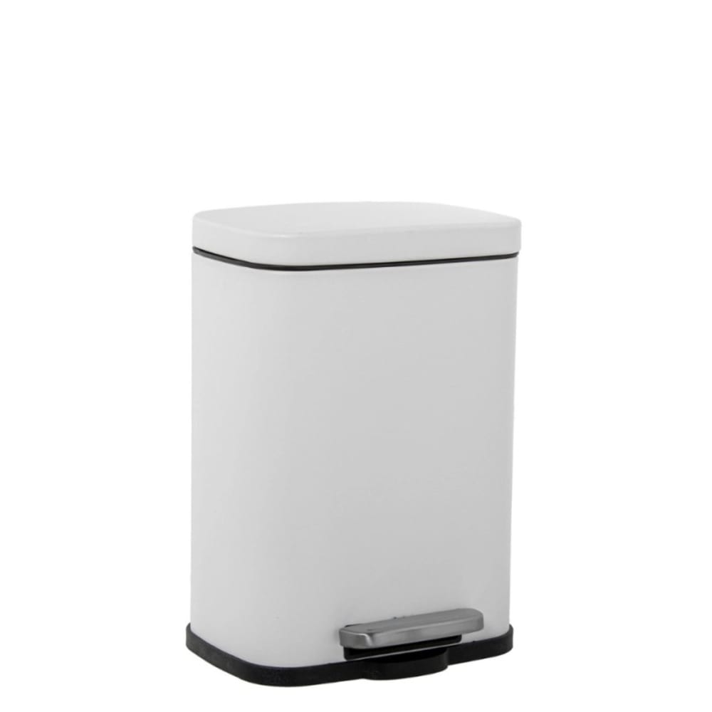 papelera de pedal rectangular de metal blanco 5 litros 30 cm