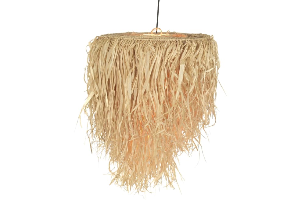 Plafonnier en fibre naturelle marron fait main 50x50x70 cm — vue 4