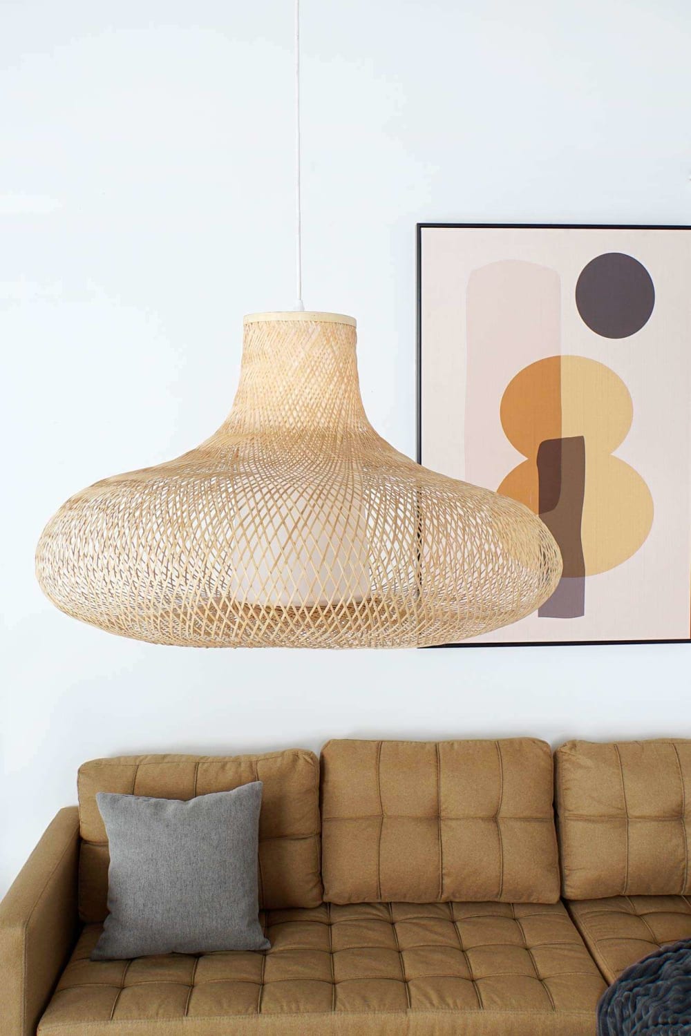 Plafonnier en bambou marron 75x75x48 cm — vue 3