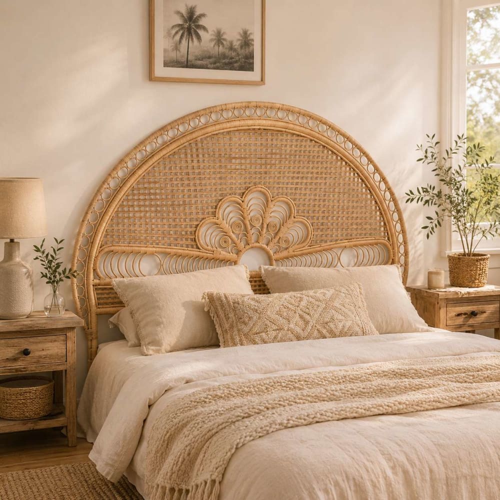 Tête de lit en rotin et bambou marron 175x3x130 cm