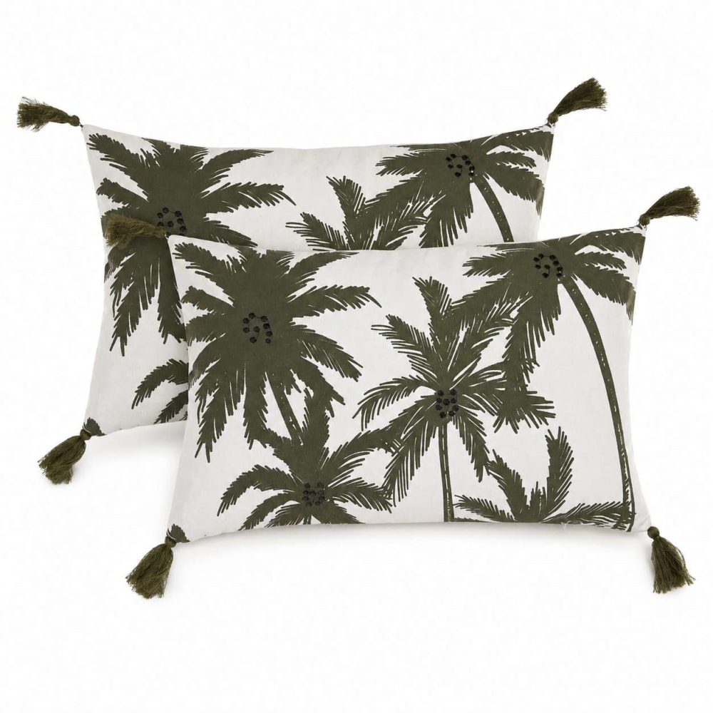 Lot 2 coussins en coton - blanc