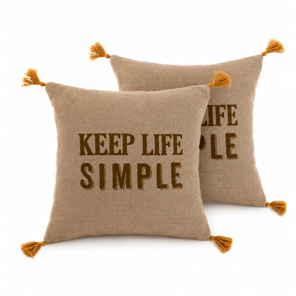 Lot 2 coussins en coton - marron