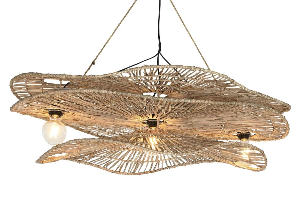 Plafonnier en fibre naturelle marron 112x50x29 cm — vue 4