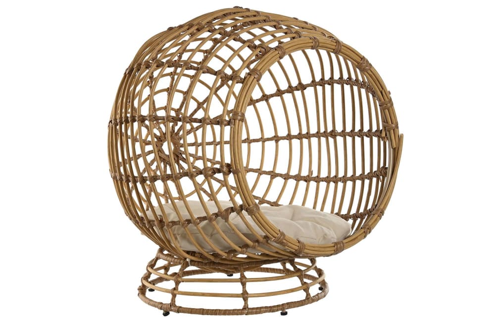 Panier pour chien et chat en rotin synthétique marron 60x58x58 cm
