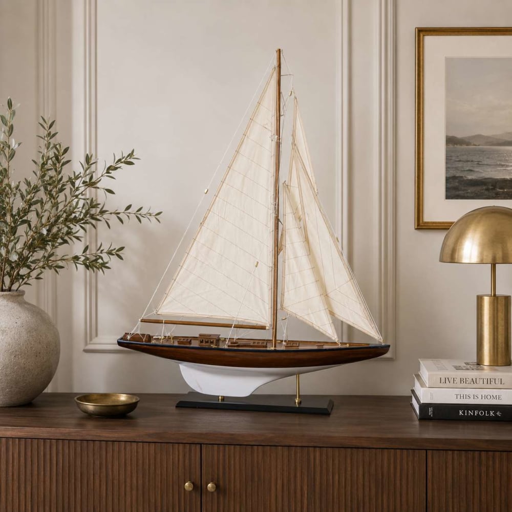 barco de madera blanca 75x14x98 cm