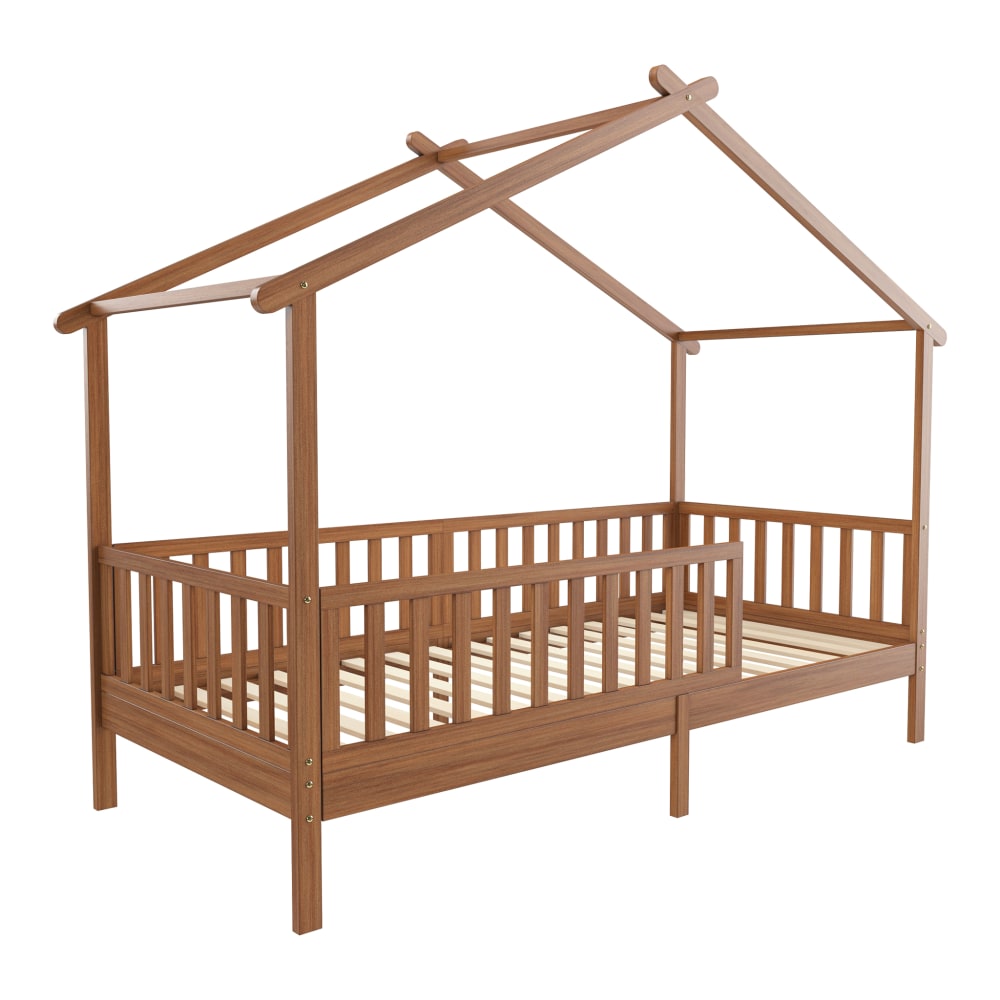 Lit cabane en pin massif marron 90x200 cm