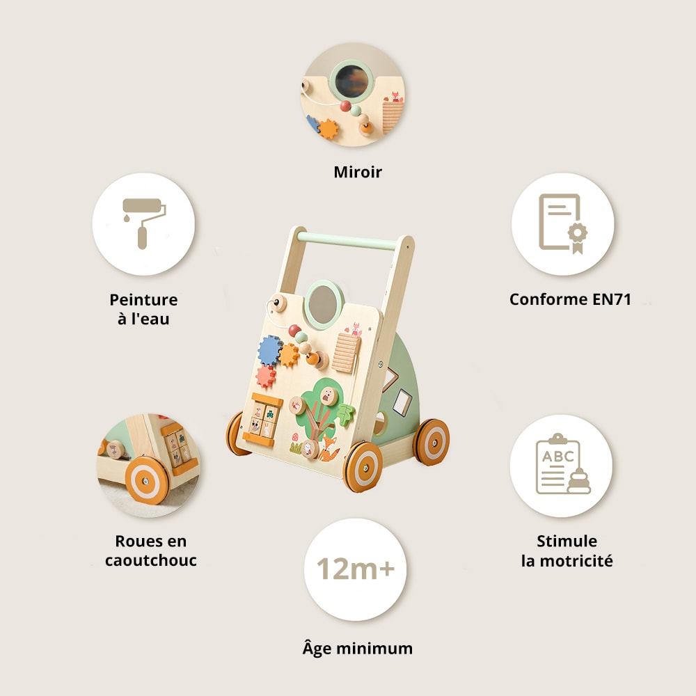 Chariot de marche en bois marron (Petite Amélie) - Image 2
