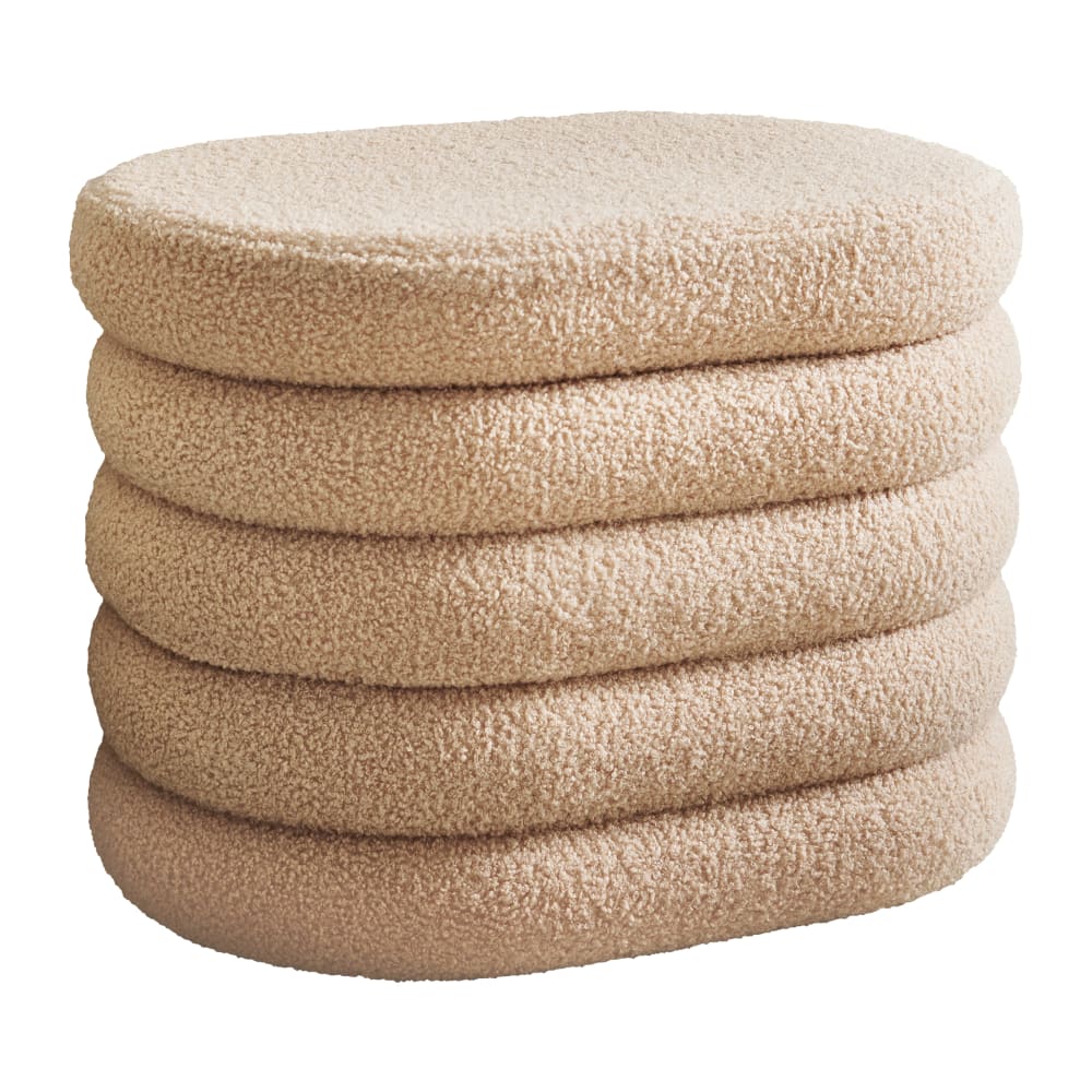 Pouf de rangement en polyester beige