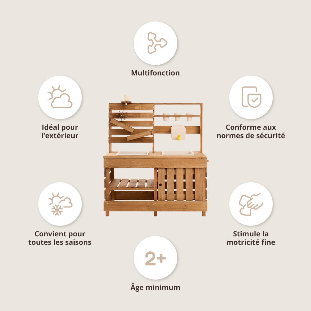 Cuisine extérieure enfant en bois marron (Petite Amélie) - Image 2
