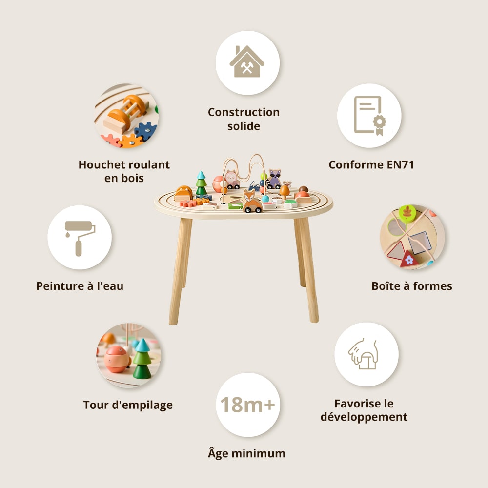 Table d'activité en bois marron (Petite Amélie) - Image 2