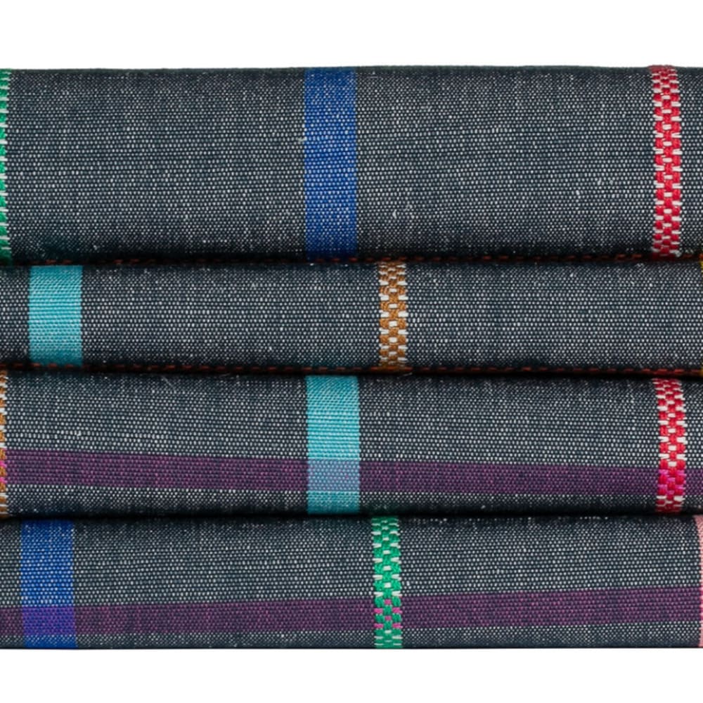 Tissage de Luz Tischserviette aus Baumwolle und Leinen, Denimblau - Baumwolle