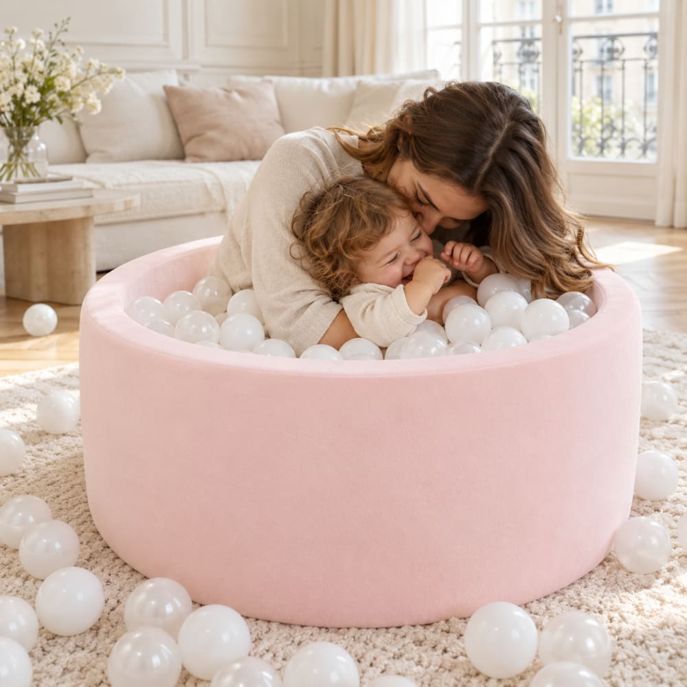Bällebad für Kinder rund rosa 90 x 30 cm, 200 Bälle - Maisons Du
