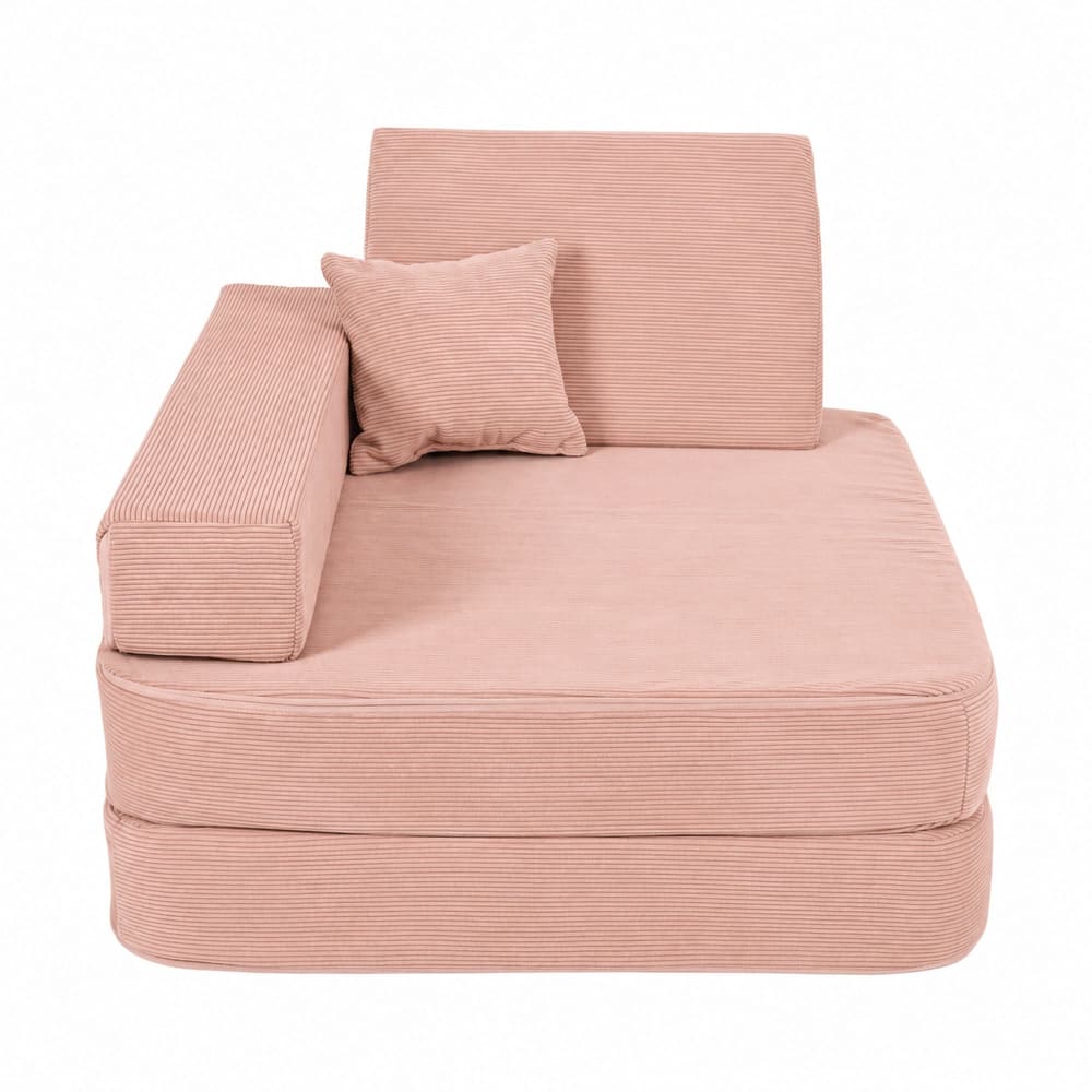 Angelove. Kindersessel 5-in-1 mit Schlaffunktion aus feinem Cordsamt, Ziegelrot ORANGE Öko-Tex Zertifikat PES - POLYESTER Kinder
