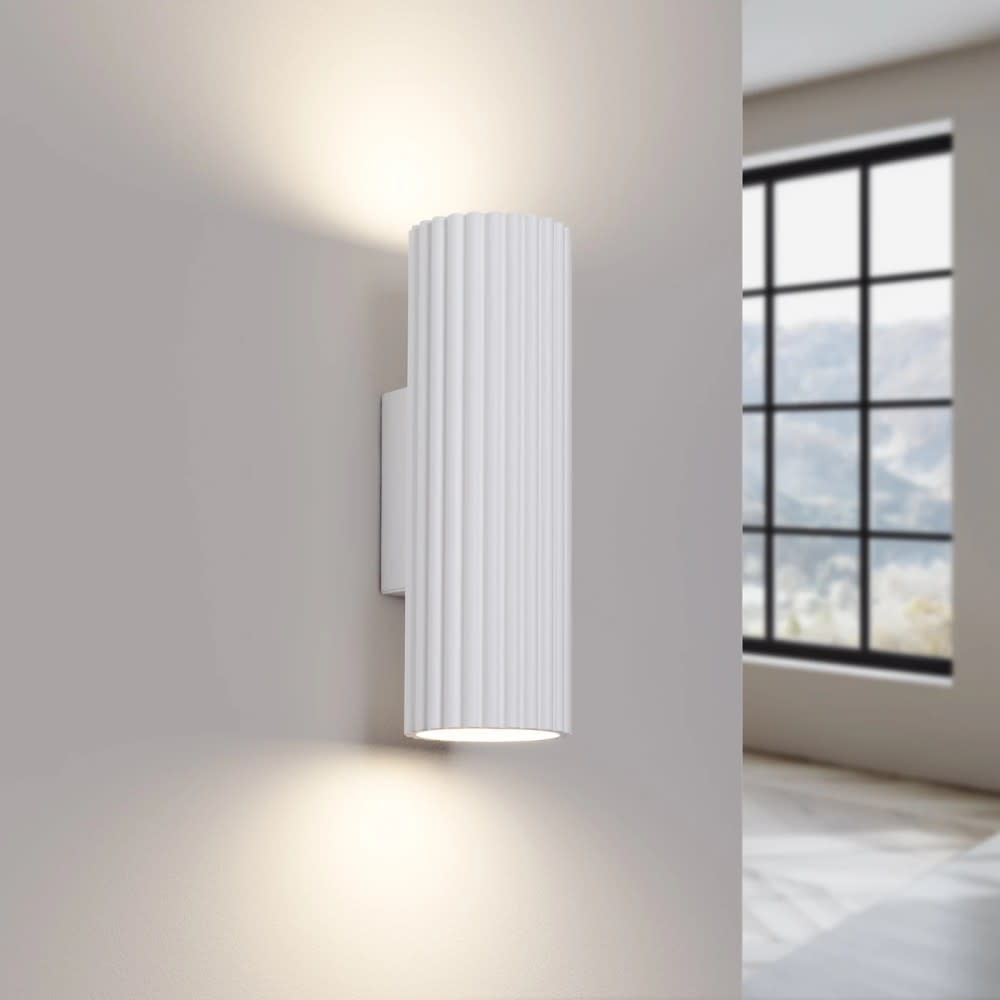 Wandleuchte aus Aluminium weiß 2-flammig mit 2 schwenkbaren Spots