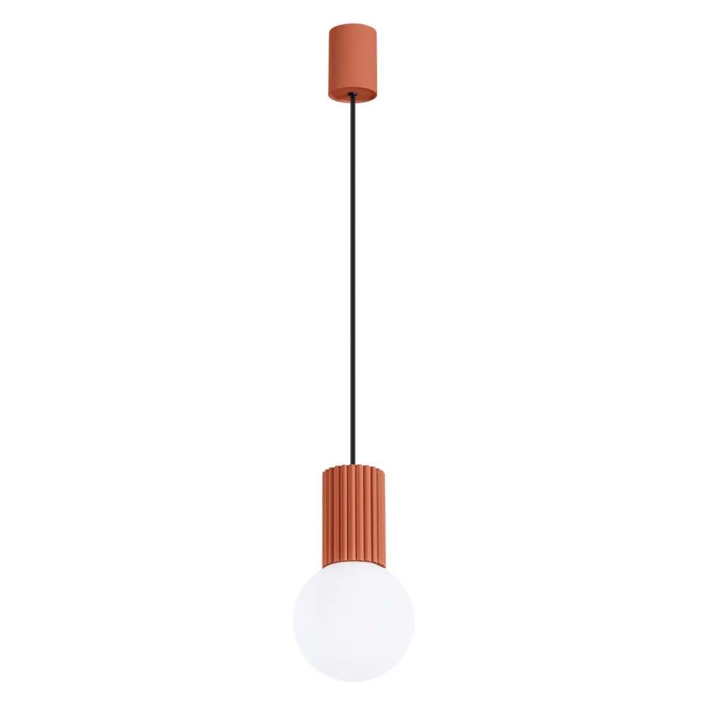 Moderne rote Pendelleuchte mit Glaskugel - Maisons Du Monde