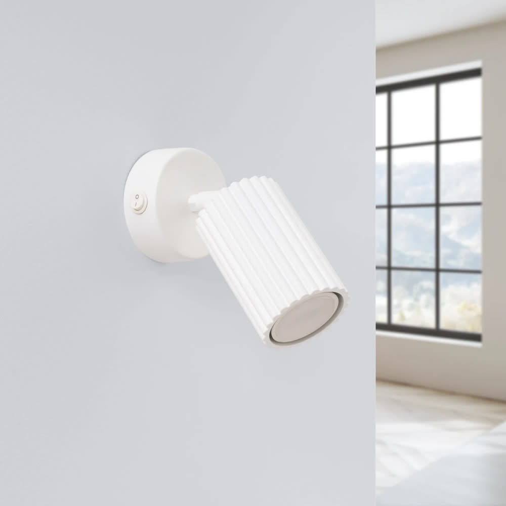 Wandleuchte aus Aluminium weiß mit schwenkbarem Spot GU10 -
