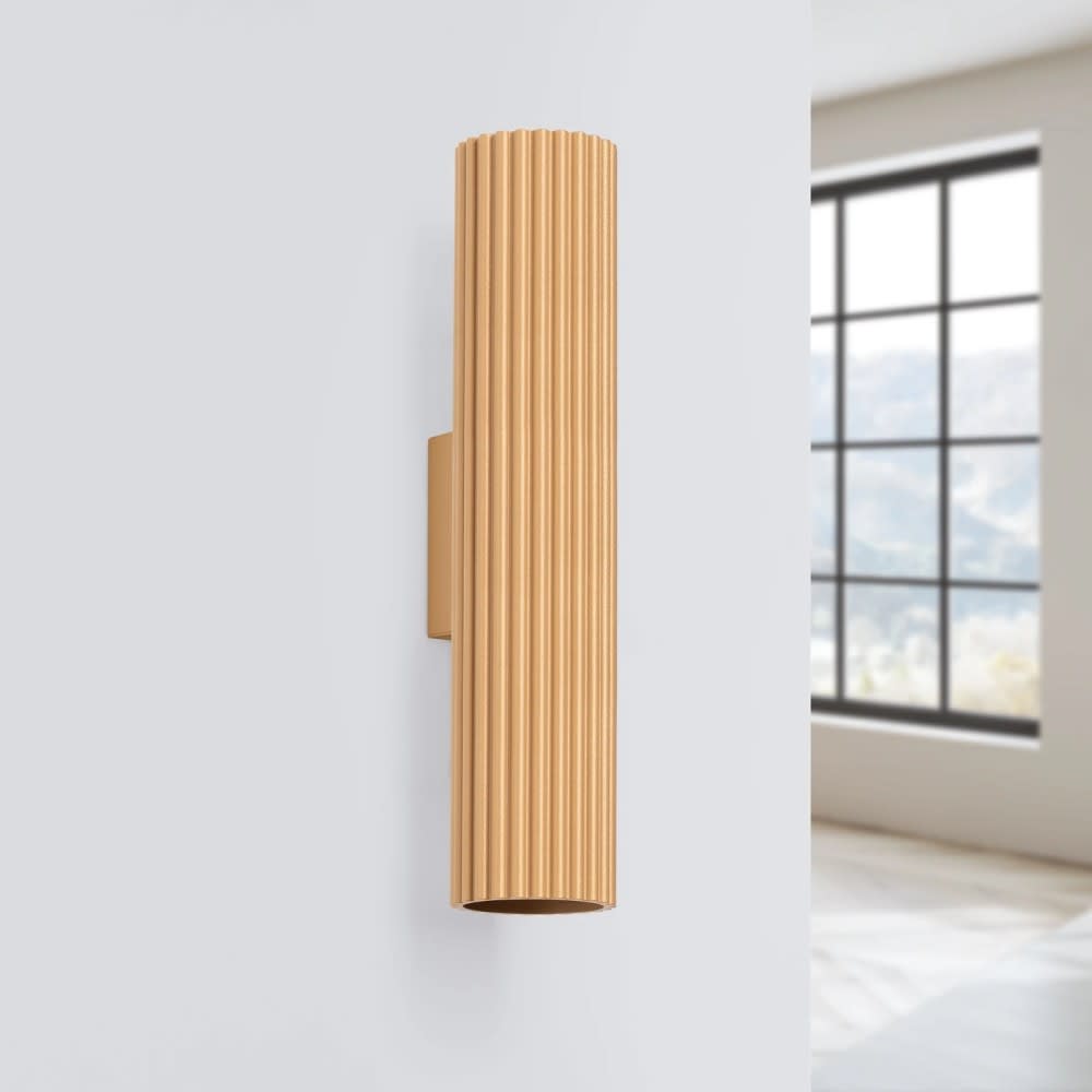 Wandleuchte aus Aluminium gold 2-flammig mit 2 schwenkbaren Spots