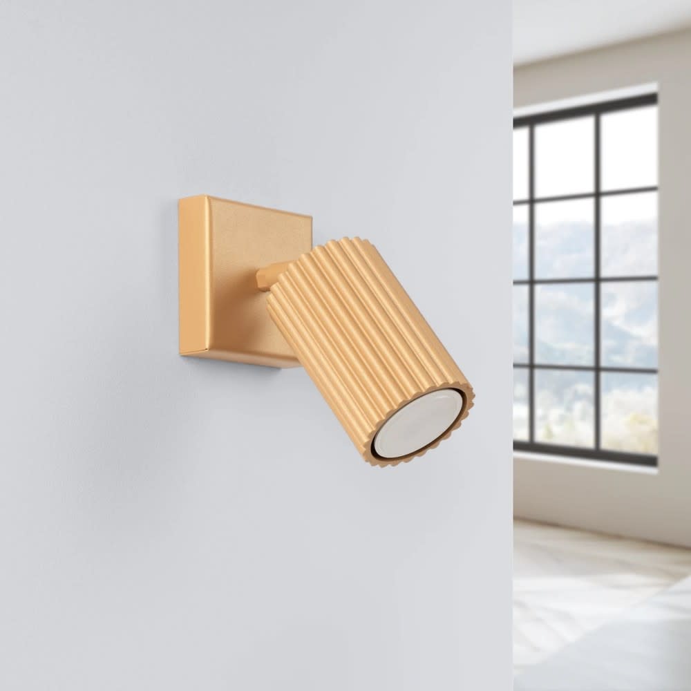 Wandleuchte aus Aluminium gold mit schwenkbarem Spot GU10 -