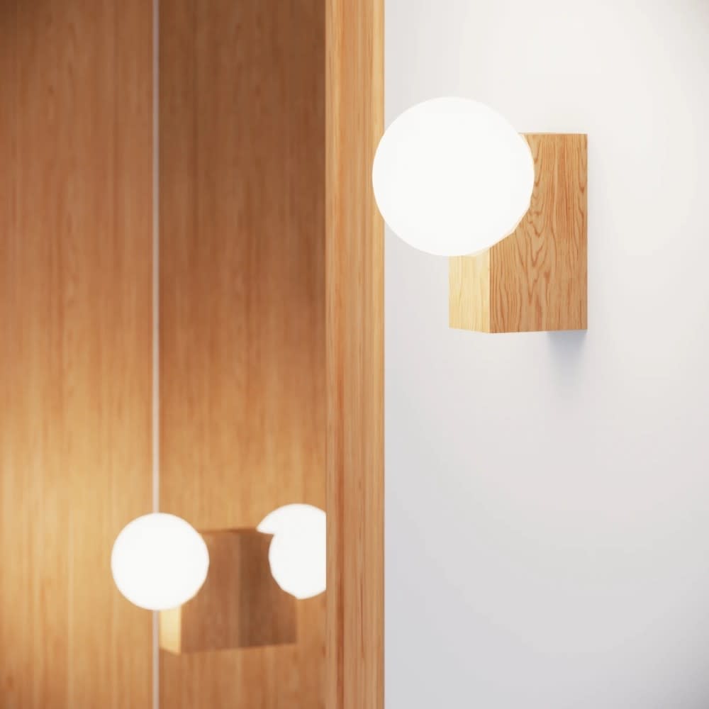 Wandleuchte aus Holz Holz mit Glas-Globus G9 - Maisons Du Monde