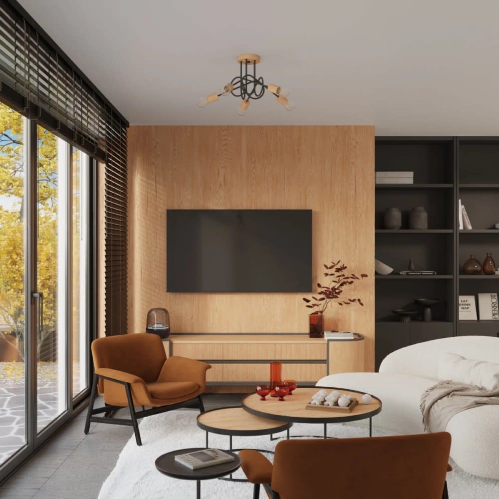 Wandleuchte aus Holz Holz mit runder Wandplatte aus Holz E27 -