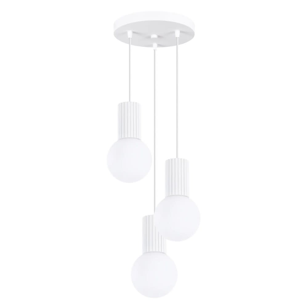 Suspension blanche avec 3 sphères en cristal suspendues — vue 3