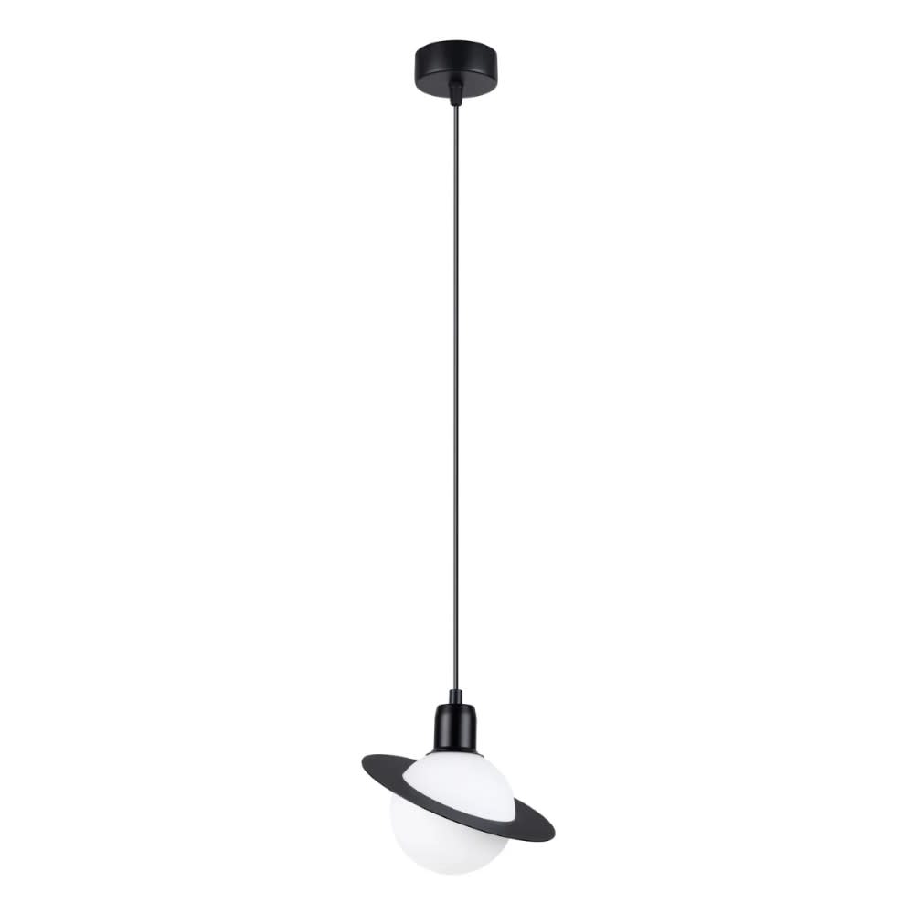Saturnförmige Pendelleuchte, schwarz-weiß - Maisons Du Monde