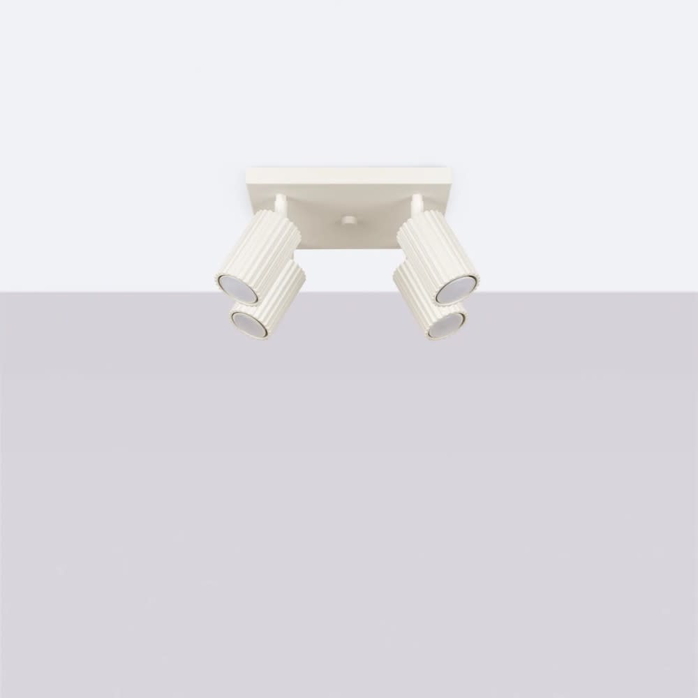 Plafonnier carré avec 4 spots beiges orientables — vue 3
