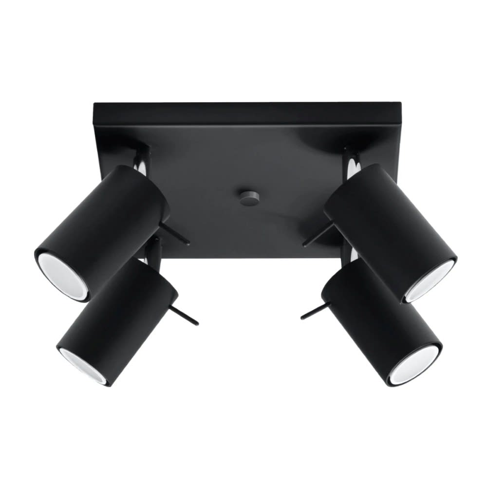 Plafonnier carré avec 4 spots orientables, noir Plafonnier carré avec 4 spots orientables, noir