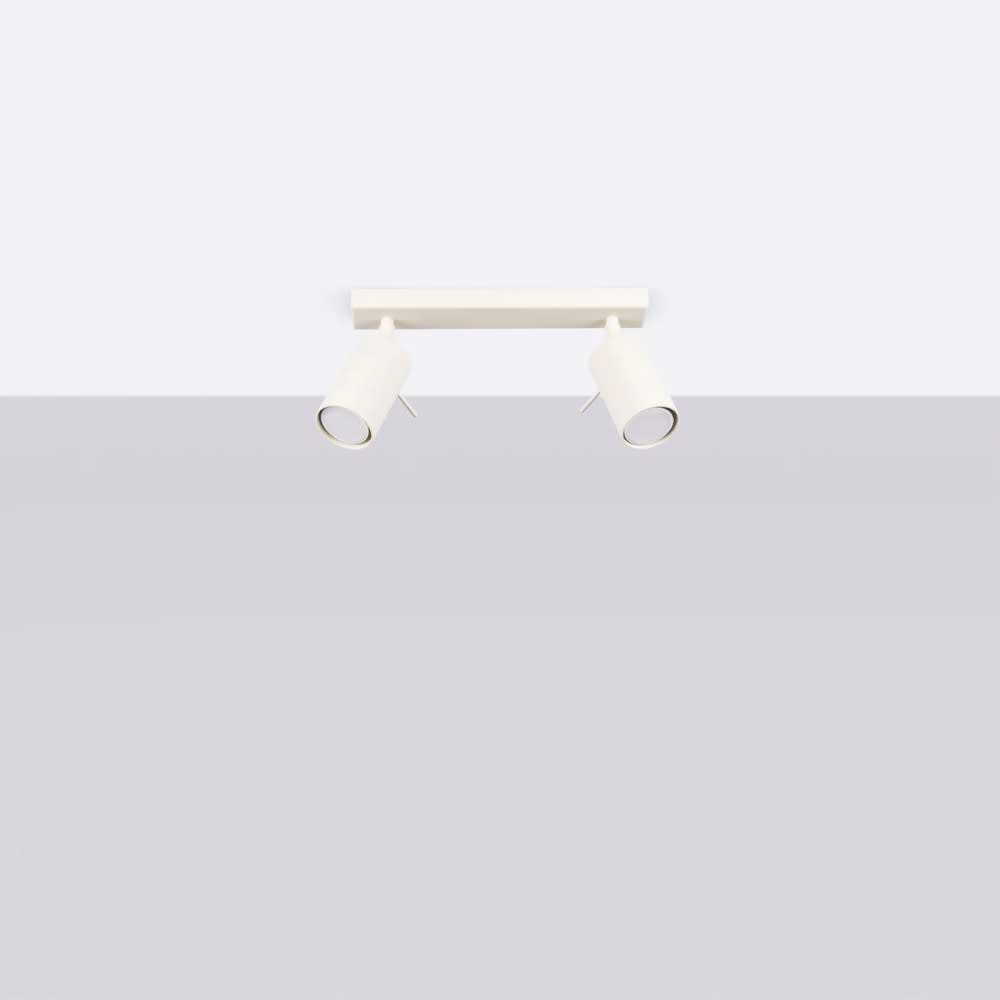 Deckenleuchte Beige mit 2 zylindrischen Strahlern im