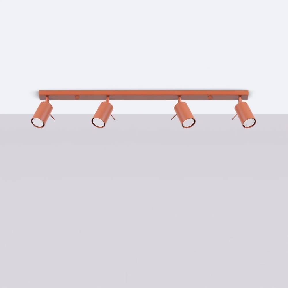 Rote Deckenleuchte mit 4 verstellbaren Strahlern, 80 cm - Maisons
